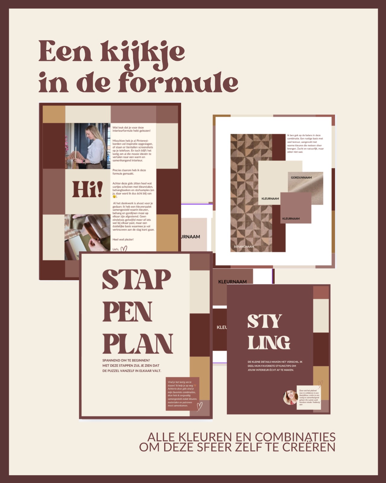 Een kijkje in de formule: voorbeeldpagina's uit de gids met stappenplan en stylingtips