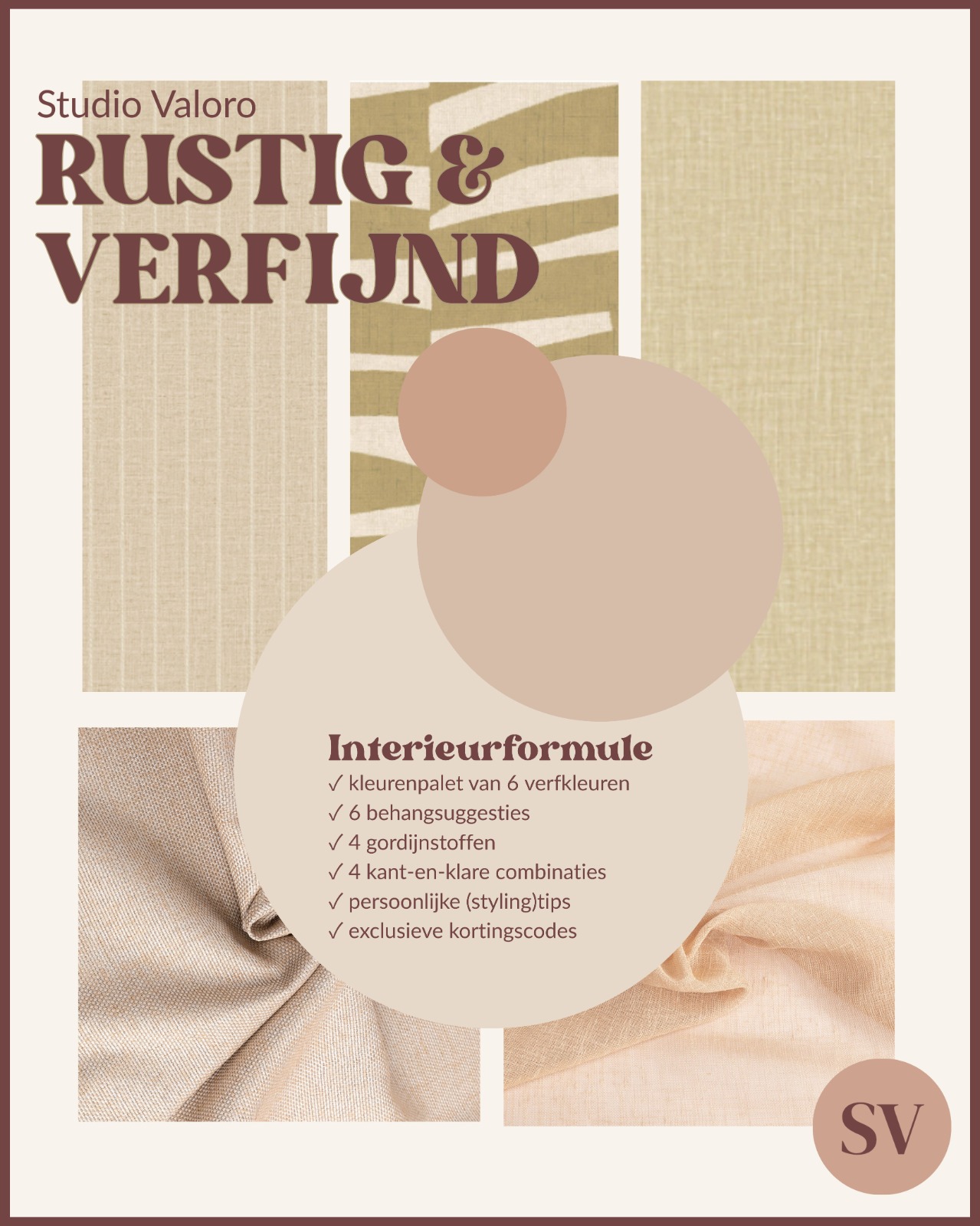 Cover van de interieurformule Rustig & Verfijnd met behang, stoffen en zachte natureltinten