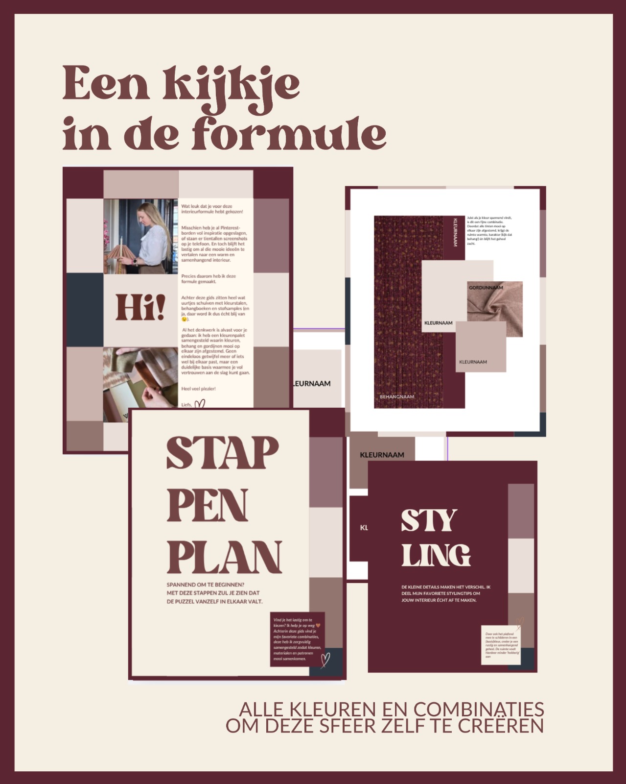 Een kijkje in de formule: voorbeeldpagina's uit de gids met stappenplan en stylingtips