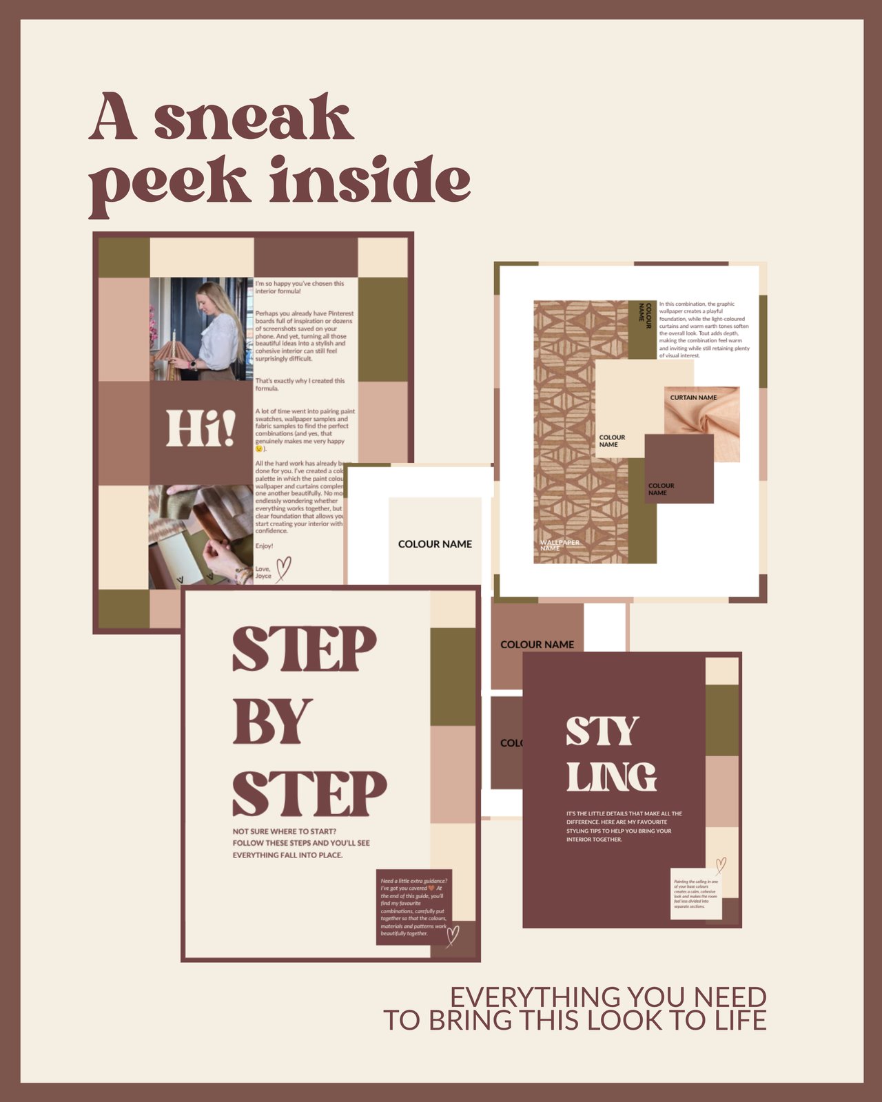 A look inside the formula: sample pages from the guide with a step-by-step plan and styling tips