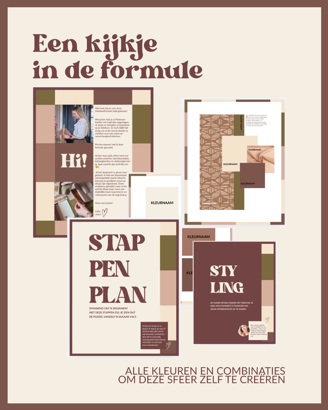 Een kijkje in de formule: voorbeeldpagina's uit de gids met stappenplan en stylingtips
